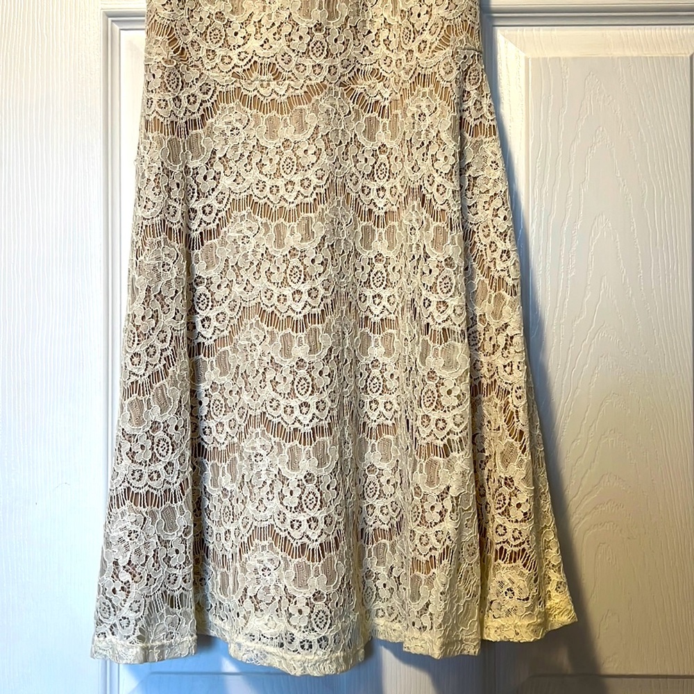 Cream color dress with tan under layer, size s